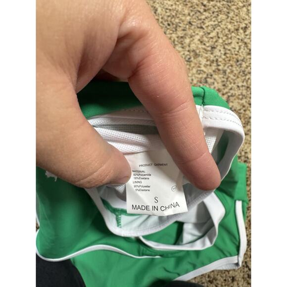 Women's High Waisted Bikini Set Crew Neck Color Block Sporty Swimsuit Green‎ S - Picture 8 of 8